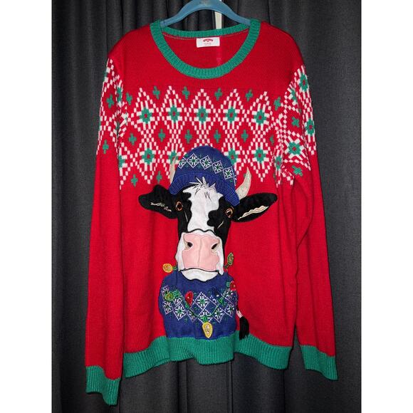 Ugly Christmas Sweater Xmas Size XL Cow - Picture 1 of 3